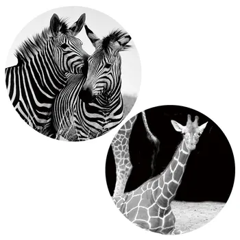 Scandinave Animal Poster Alb-Negru Nordic Zebra, Girafa Arta de Perete Imprimare Canvas Tablou Modern Living Decorul Camerei Imagine