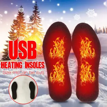 1 Pereche 35-39 40-44 Dimensiunea USB Încălzit Tălpi de Pantofi Picior de Încălzire Pad Picioarele Calde Ciorap Pad Mat de Iarnă Sport în aer liber Tălpi interioare de Încălzire