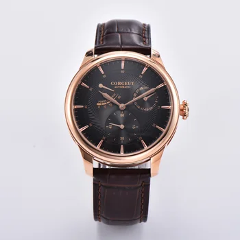 Corgeut mens watch negru rosegolad Rezerva de Putere 40 mm de Lux brand de Top din Piele pescăruș automată ceas ceasuri de mana barbati