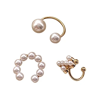 3pcs/seturi Minimalist Pearl Ureche Bantă Perle Cruce Clip Cercei Fara Piercing Elegant Earcuff Femei Clipuri Bijuterii