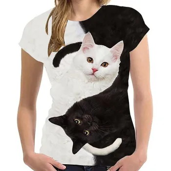 Moda 2021 Nou Cool T-shirt Barbati/femei Tricou 3d de Imprimare Doi Pisica Harajuku T Camasa Femei cu Maneci Scurte Topuri de Vara Tricouri Femei 6xl