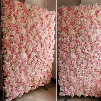 7.9 ft x 7.9 ft Roz Flori de Nunta Perete Trandafiri și Hortensii flori fundal decor de nunta