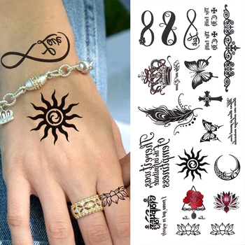Acoperit de Tatuaje Temporare Pentru Copii Copilul Femei Adulți Indian Tribal Star Luna Pana Tatuaj Fals Minunat Drăguț Tatuaj Fluture ELF