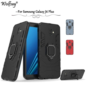 SFor Samsung Galaxy J6 Plus Caz Armura de Metal Magnetic Deget Inel Titular Caz Pentru Samsung Galaxy J6 Plus Cover Pentru Samsung J610