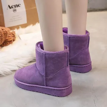 Moda Australia Brand de Iarnă pentru Femei Moale Turma Anti-Alunecare Cizme de Zapada Split Piele de Vacă Glezna Pantofi de Femeie în aer liber, Botas Muje