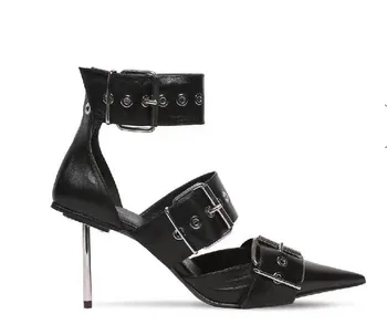 Moda Subțire Tocuri Ascuțite Toe Femei Pompe New Sosire Primavara-Vara Tocuri Metalice Gladiator, Cizme Glezna Rochie De Petrecere Pantofi