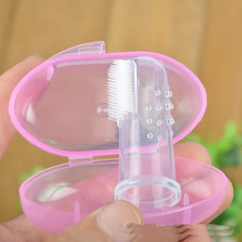 Copii De Siguranță Silicon Baby Teether Cu Cutie Copilul De Dinți Moale Instrument De Curățare Copil Nou-Născut Degetul Periuta De Dinti Copii Jucării Teether