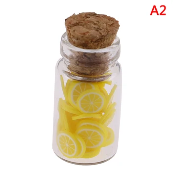 1:12 Casă De Păpuși În Miniatură Mini-Felii De Fructe Sticlă De Stocare Borcan Cu Capac De Lemn Jucarie Papusa Accesorii