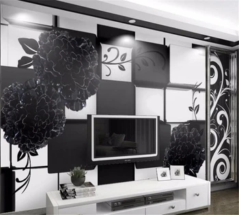 Beibehang Personalizate Murală de Fundal de Moda Alb-Negru 3D tridimensional Relief Flori Acasă TV de Fundal papel de parede