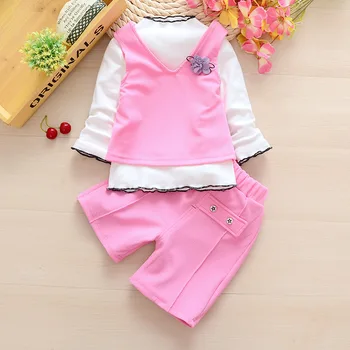 De vânzare cu amănuntul de Îmbrăcăminte pentru Copii T-shirt & Vesta & Jos Fata Set Fetita de 3 Bucati Seturi