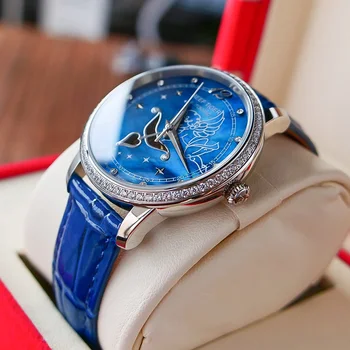 Nou Recif de Tigru/RT Moda pentru Femei Ceasuri de Diamante Doamnelor Ceasuri Albastru Dial din Oțel Inoxidabil Ceasuri pentru Iubitul RGA1550