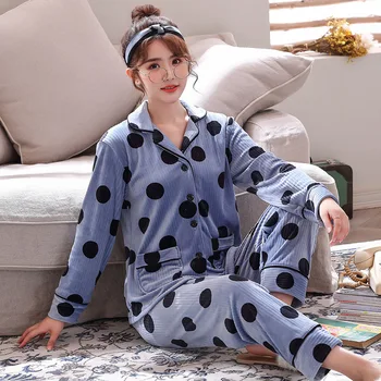 Pereche de Pijamale Toamna și Iarna Femei, Pijamale Barbati cu mâneci Lungi Cald Cuplu de Servicii de Origine de Dimensiunea Plus Costum de Pijama Saten
