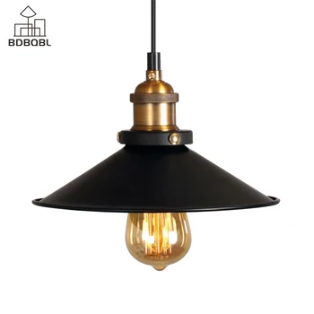 BDBQBL Epocă de Fier Lumini Pandantiv 110-240V Negru Fusta Forma E27 Lampă de Agățat Metal LED-uri Retro Hanglamp pentru Living Sala de Mese