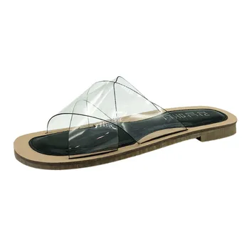 SAGACE Concis Vara Femei Open-Toe Plaja Pantofi Slip-On Casual Rotund Deget de la picior în aer liber de zi cu Zi Clasice Transparent Cruce Papuci