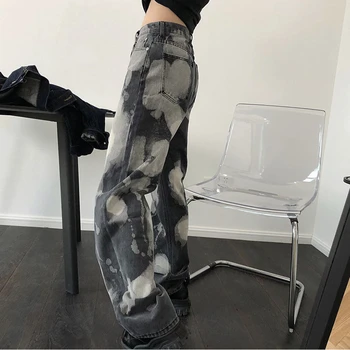 2020 nou primavara toamna femei de moda de Epocă tie dye blugi talie mare tipărite hip hamei full lungime pantaloni din denim blugi de sex feminin