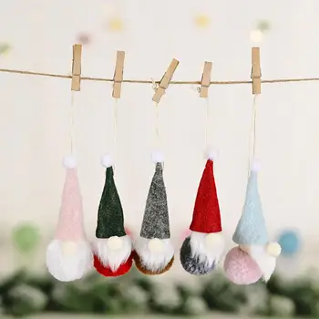 Crăciun Cu Dungi Cap Fără Chip De Pitic Mos Craciun Papusa Pandantiv Nordic Gnome Teren Dumnezeu Papusa Pom De Crăciun Agățat Ornamente Papusa Decor