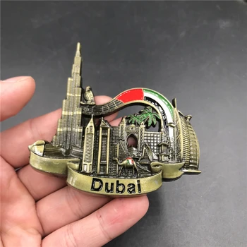 Creative Faimos punct de Reper Metal Frigider Autocolante Autocolante Magnetice Țară Decorative 3D Dubai Frigider Autocolante Magnet de Frigider