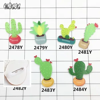 Wukaka 3-6 Buc 1 set de Desene animate Acrilice Cactus Brosa Pentru Fata Femeie Insigne Îmbrăcăminte Rucsac Decor Broșe pin