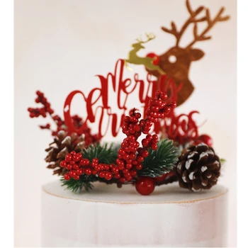 Crăciun de Decorare Consumabile,decorare tort garland, lucrate manual, materiale de protecție a mediului, con de pin roșu și verde, fructe