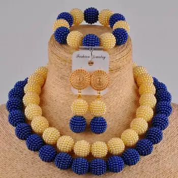 Royal albastru și alb din africa margele bijuterii set FZZ106