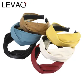 LEVAO Trecut Piele Sintetica HeadbandsSoft PU Rama Stil Retro Extins Mat Benzile de Păr Chic Accesorii de Par