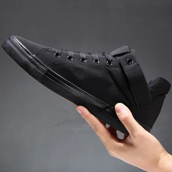 Nou Stil de Inaltime-Top Panza Pantofi pentru Bărbați Primăvară și de Toamnă Pur Munca la Negru Pantofi Respirabil Zhongbang Casual Student Bord Pantofi