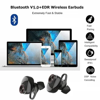 Bluetooth 5.0 Căști fără Fir Juca 6 Ore Adevărat TWS setul cu Cască Bluetooth Port fără Fir Căști pentru Iphone 8 9 Xiaomi, Huawei