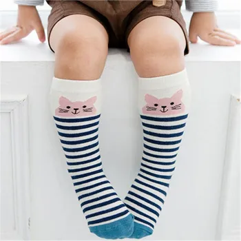Warmom 0-4 Ani Lungimea Jumătatea vițel Șosete Bumbac Pur Șosete Copii Desene Imprimate Model de Moda Dungă Șosete Băieți Fete Ciorapi