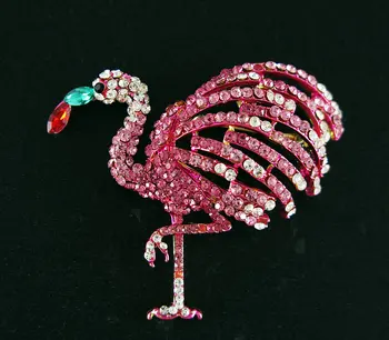 TianBo 2018 Bijuterii de Moda Pin Metal Plin de Cristal Roz Flamingo Brosa Brosa Vintage Animal Stras CZ Broșe Pentru Femei