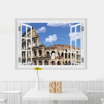3D Autocolante de Perete Home Decor de Perete Amfiteatru Roman, Camera pentru Copii Decor Dormitor False Fereastra Poster Mural Tapet de Perete Decalcomanii