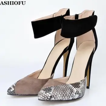 ASHIOFU Noi de Vânzare Fierbinte Doamnelor Toc Pompe Mozaic D ' orsay Stil de Rochie de Petrecere Pantofi Autocolant Curele Seară de Vară Pantofi de tenis