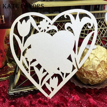 Cele mai noi 50pcs/set Decorare Masă de Nuntă Loc de Carduri de Tăiat cu Laser Inima Floral Pahar de Vin Carduri Loc Pentru Petrecerea de Nunta Decor