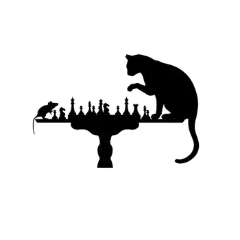 Amuzant Autocolant De Perete Pisica Și Mouse-Ul Joc De Șah Creative Decor Acasă Decalcomanii De Perete Pentru Camera Copii, Camera Pentru Copii Decor