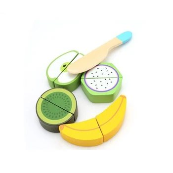 Copilul Tăiat Fructe Jigsaw Puzzle din Lemn pentru Copii Legume Ceapa Mere Banane Ou Combinație de Jucărie Jucării Educative