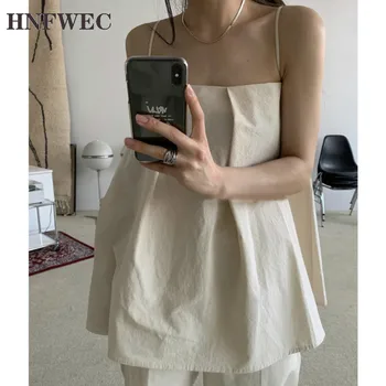 Coreea Style Femei Rochie Fără Mâneci Camis Sălbatice Solid De Culoare Moda Doamnelor Camis Vara Noi 2020 Femei Topuri U488