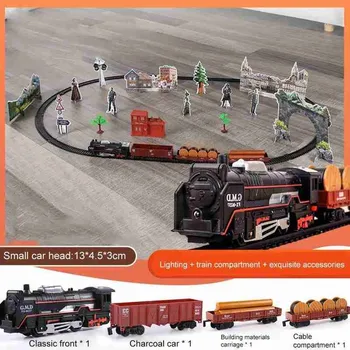 Tren Electric Jucărie Simulare Electric Piesa Model Clasic Jucărie de Tren de Mare viteză Retro Tren cu Aburi Model de Masina de Circuit de Jucărie pentru Copii