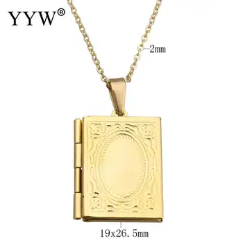 YYW Iubitul Mamei Femei Foto Medalion Charm Pandantiv Colier de Aur-din Oțel Inoxidabil de culoare de Epocă Memorie Carte Lanț Cravată Colier