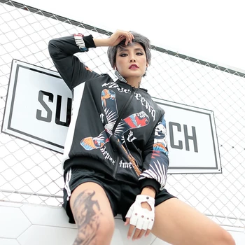 ZURICHOUSE Hip-hop Jacheta de Iarna pentru Femei Jacheta Vatuita 2021 Harajuku Contrast de Culoare Scrisoare de Imprimare Vrac Bumbac Căptușit Parka Coat