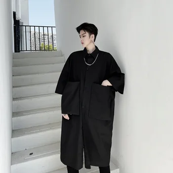 Vara Masculin Moda Retro Lung Rochie Stil Camasa Barbati Buzunar Mare Libertate Maneci Scurte Japonia Karajuku Streetwear Tricou