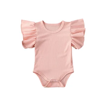 Nou-Născut Fetița Cotton Romper Salopeta Cu Maneci Scurte Haine De Vară Outift Îmbrăcăminte