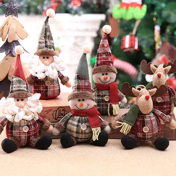 Decor De Crăciun Păpușă De Desene Animate Pentru Copii Fulg De Nea Carouri Cârpă Papusa Decorare Pom De Crăciun Doll Pandantiv