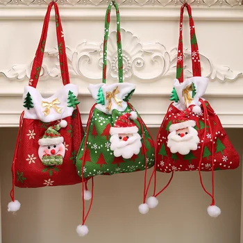 Smiry 1 buc Cadou de Crăciun Sac Decorare Provizii Pentru Acasă Mos Craciun Merry Christmas Candy Bag Decor de crăciun pentru Acasă