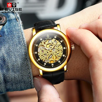 Ceasuri mecanice Mens 2021 Moda Diamant Schelet Ceas de mână de Brand de Top de Lux, Curea din Piele TEVISE orologio uomo