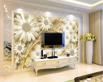 Beibehang Tapet Personalizat Camera de zi Dormitor Murală Transparent Floare Bijuterii de Lux Sac Moale TV Canapea Fundal tapet 3d