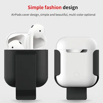 Pentru Apple Airpods Caz Cască Silicon Wireless De Protecție Cască De Acoperire Talie Clip Caz Acoperire Agățat Pe Talie
