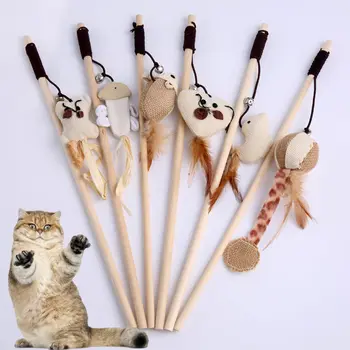 10 Stil Cat Jucării De Plastic Pisoi Interactive Stick Amuzant Pisica Tijă De Pescuit Joc Bagheta Pene Stick Jucărie Consumabile Pentru Animale De Companie Pisica Accesoriu
