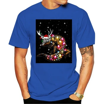 T-shirt Lumini de Crăciun Leopard Gecko -Barbati -Negru