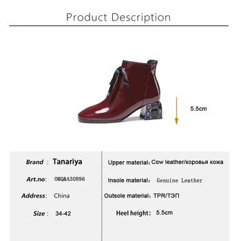 Tanariya New Sosire Pantofi pentru femeie Cizme pentru femei de Toamna/iarna 2020 femei cizme din piele cu toc gros
