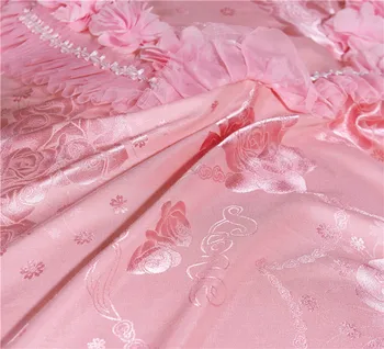 Lenjerie de pat de lux set roz,roșu, lenjerie de pat 4/6/9pcs/set carpetă acopere set princess pat răspândit carpetă acopere 2019 pat pentru nunta