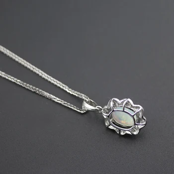 Bolai nou alb opal pandantiv argint 925 creat piatră prețioasă de bijuterii fine, elegante, colier pentru femei cadou gratuit lanț